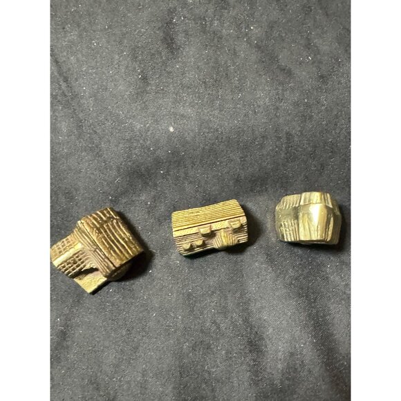 Miniature Brass European Village House Town Buildings Castle Set Of 3 - Picture 5 of 7